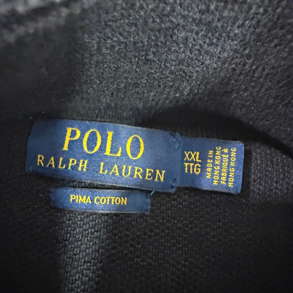 Polo Ralph Lauren Sweater Mens XXL Navy Blue Pima Cotton Quarter Zip Pullover